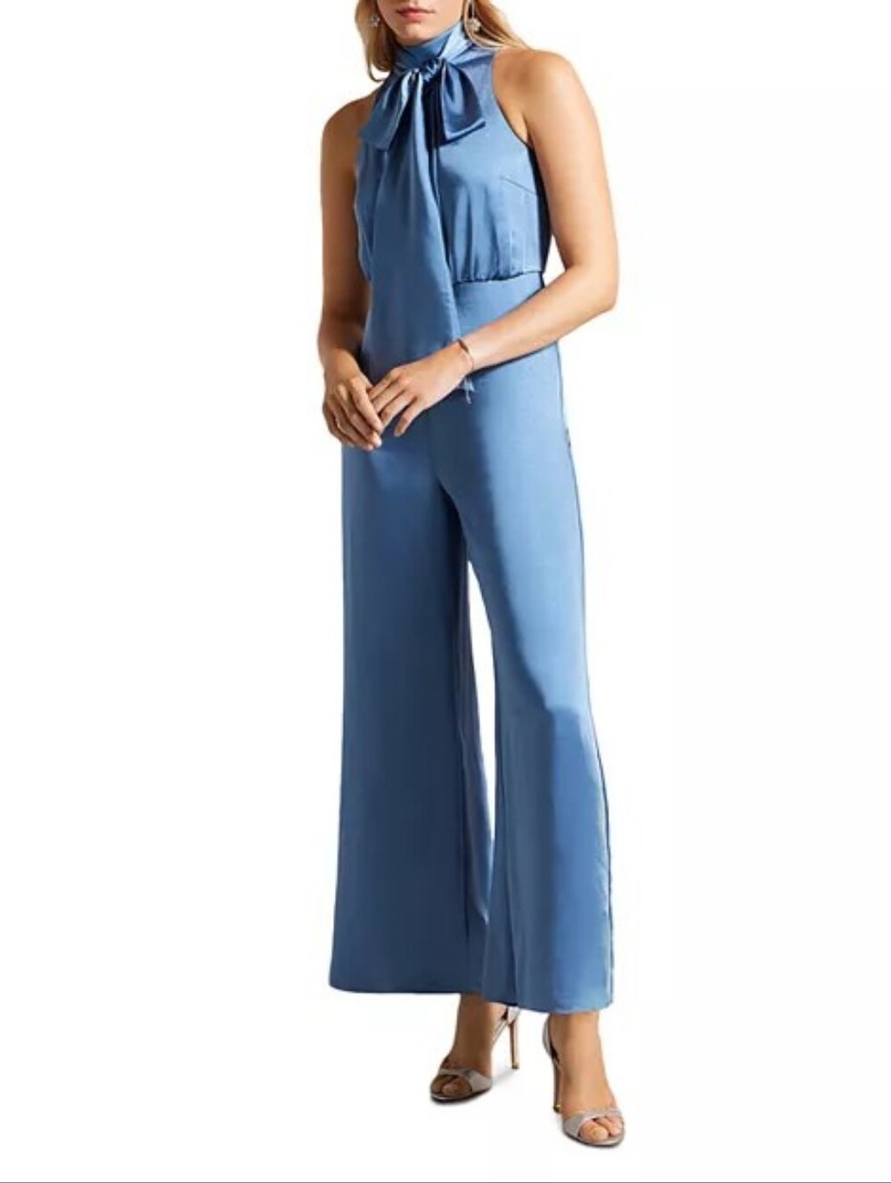 Ted Baker Ambriaa Halter Neck Jumpsuit In Blue Sz 5 US 12